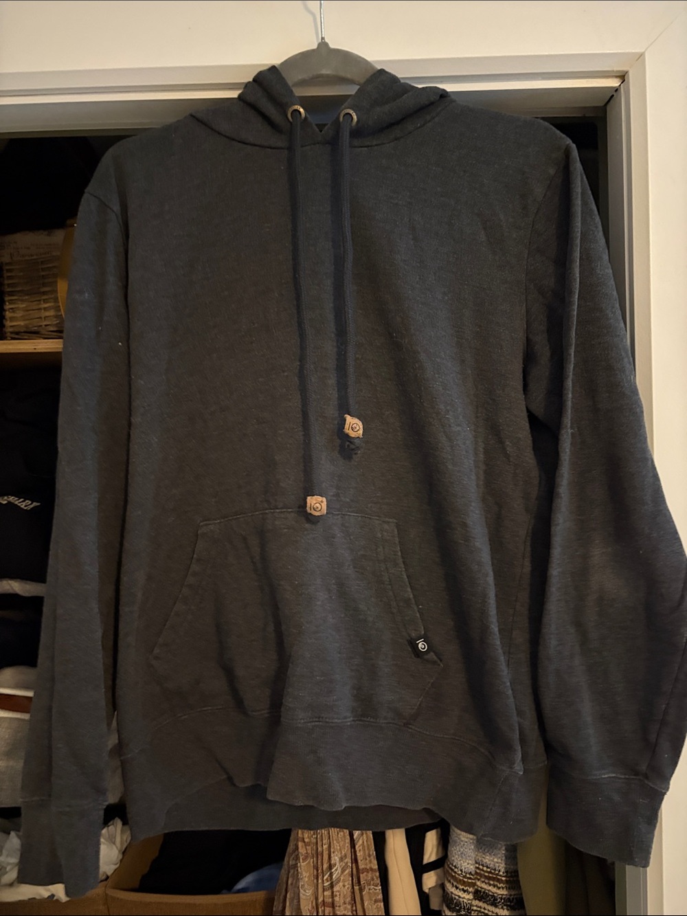tentree Dark Gray Pullover Hoodie with Drawstring
